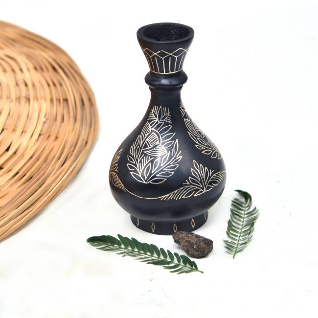 Bidri work Silver Tarkashi Vase