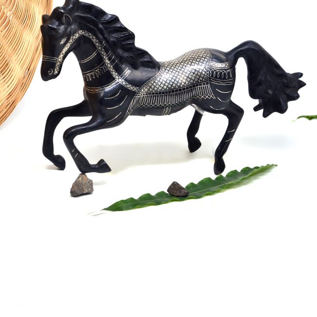 Bidri work Silver Tarkashi Jumping Horse