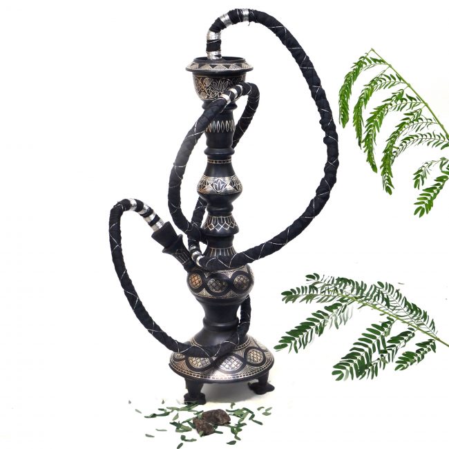 Bidri work Silver Tarkashi  Hukka