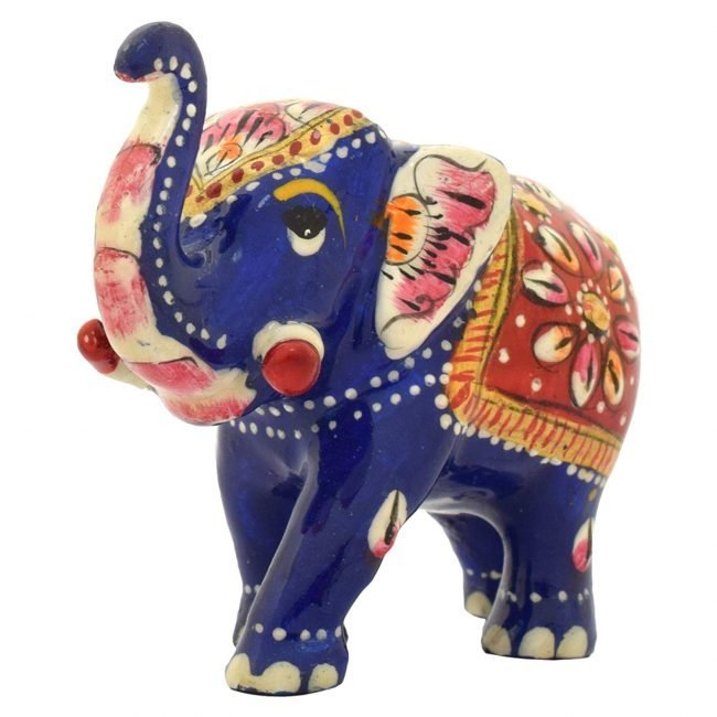Rajasthani Tribal Handmade Blue  Elephant  Figured Metal Statue