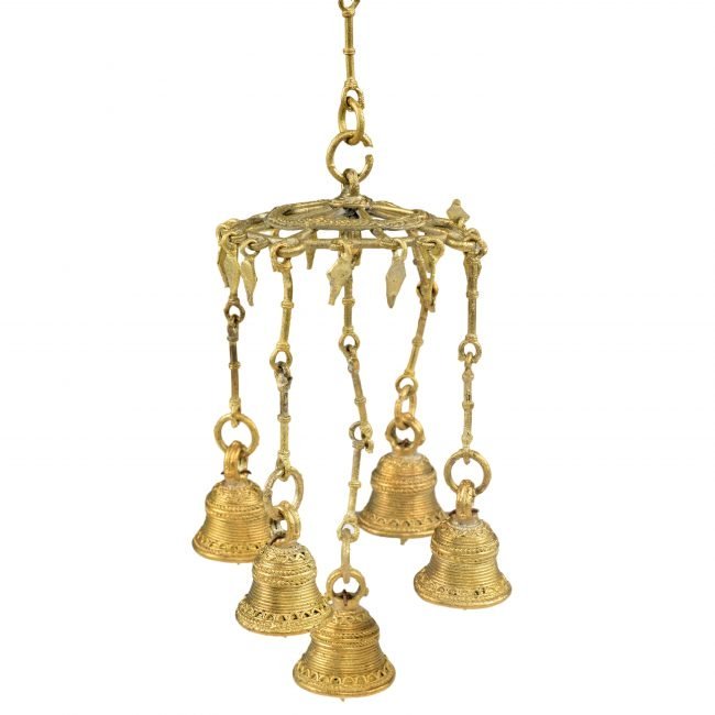 Hand Crafted Brass Color Decorative Metal Bell Hanging