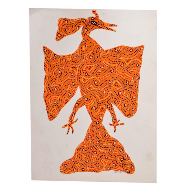 Bhil Orange & Yellow Paper Painting