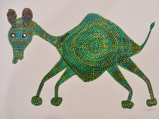 Gond Green, Yellow & Orange Paper Painting
