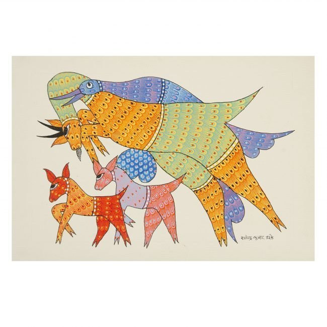 Handmade tribal Gond paper paintings