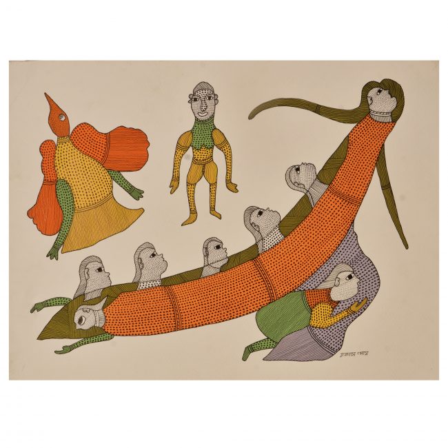 Gond Black & White Paper Painting