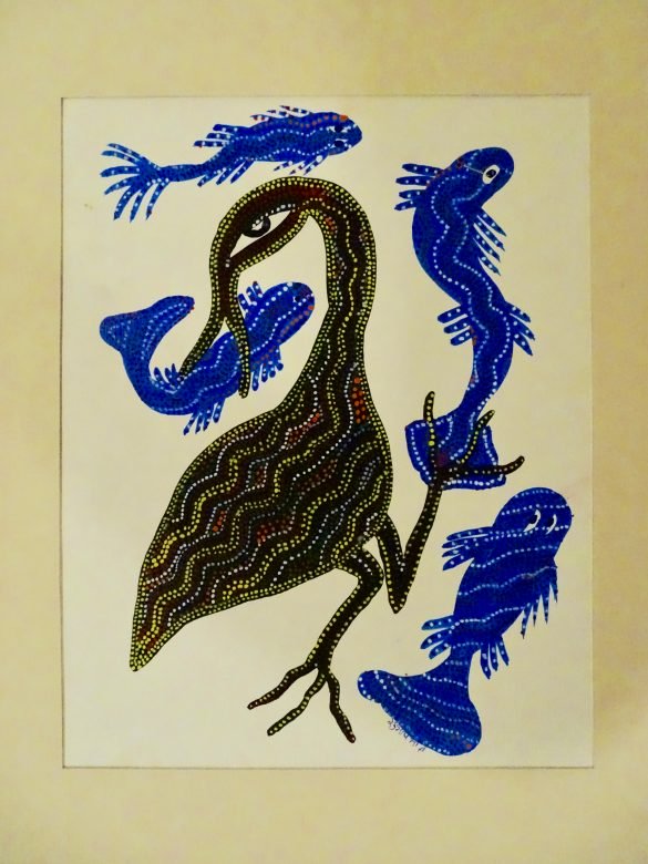 Black, Blue & Yellow Art Deco Bhil Mount Paper Painting