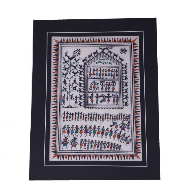 Handcrafted Saura Tussar Mount Painting