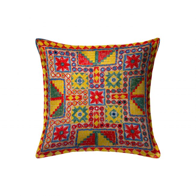 Handcrafted Cotton Multicolor Cushion Cover