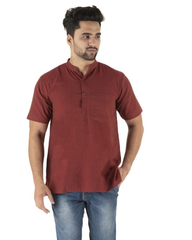 Handcrafted Cotton Brown Short Kurta
