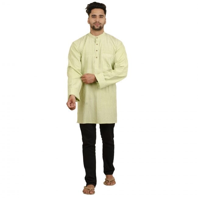 Handcrafted Cotton Green Mid Thigh Kurta