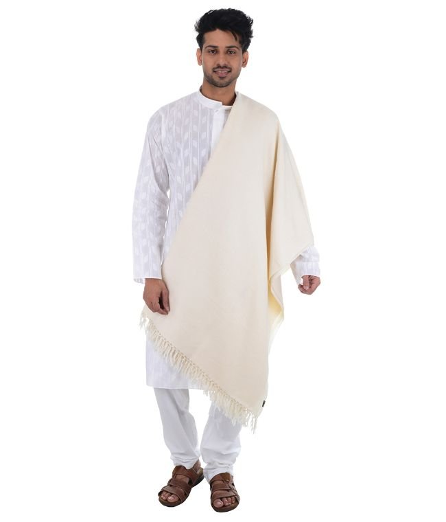 Handwoven White Shawl Gents : HP