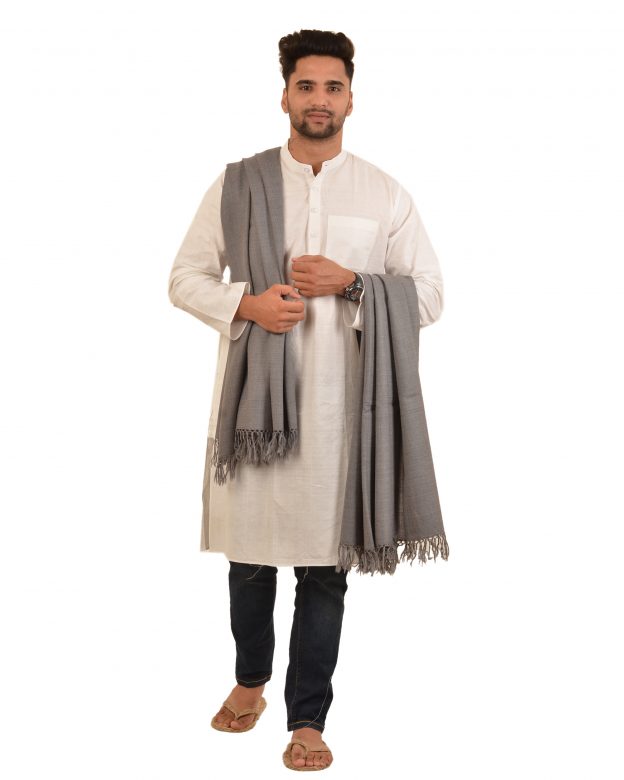 Mens Handwoven Woolen Grey Freesize Shawl