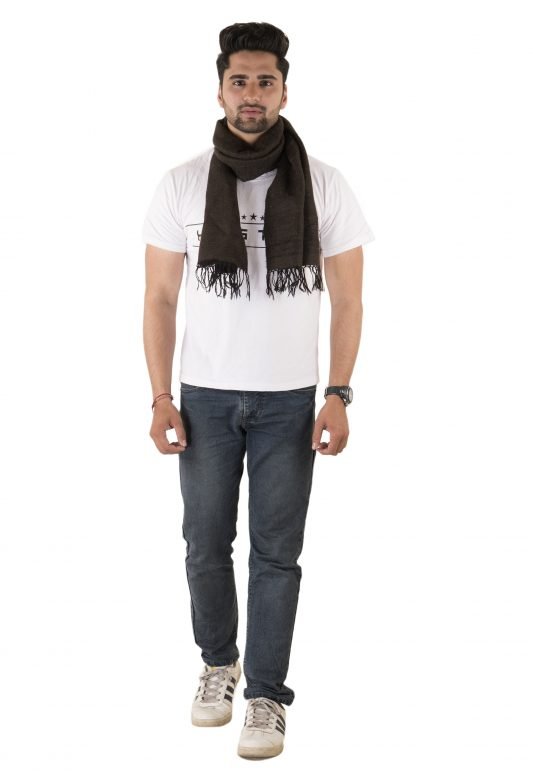 Handwoven Yak Wool Mens Brown Muffler