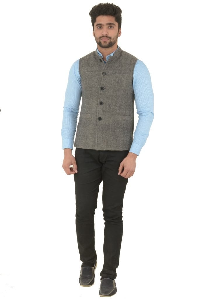 Tribes India Stylish Men Woollen Waist Coat