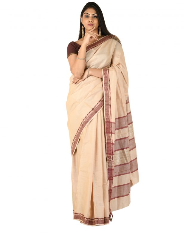 Linen Zari Light Pink Tribal Traditional Party Wear Saree
