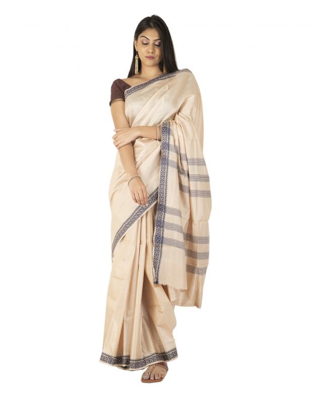 Linen Zari Light Pink Tribal Traditional Party Wear Saree