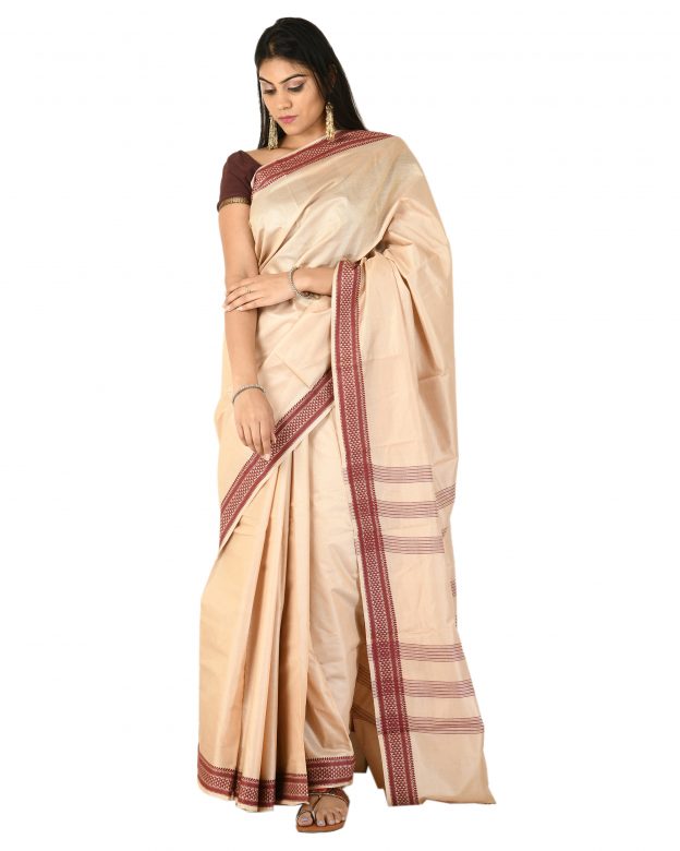 Linen Zari Light Pink Tribal Traditional Party Wear Saree