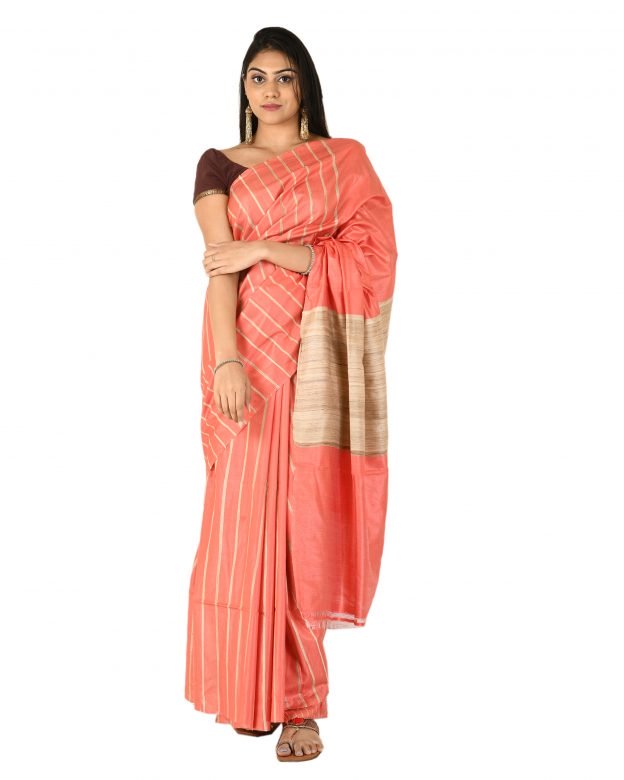 Pure Cotton Zari Red Tribal Traditional Party Wear Saree