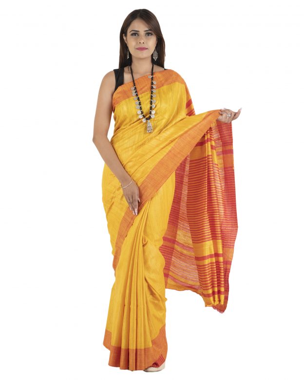 Mustard Yellow Silk Saree
