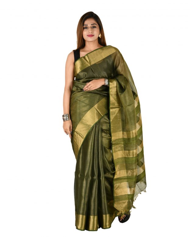 Tussar Silk Zari Multicolor Tribal Traditional Party Wear Saree