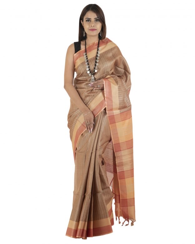 Brown Dobyjala Tassar Silk Saree