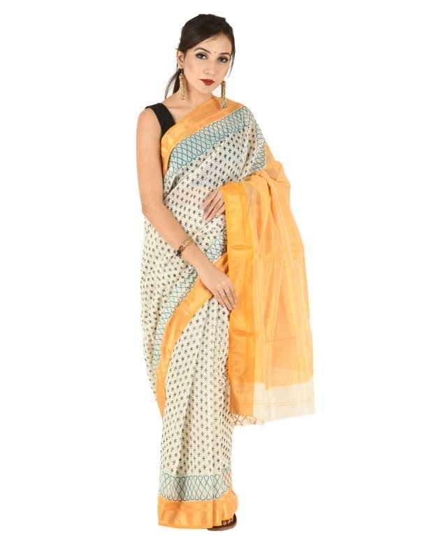Handmade Multicolor Half Chatayi Kel Border Maheshwari Cotton Saree
