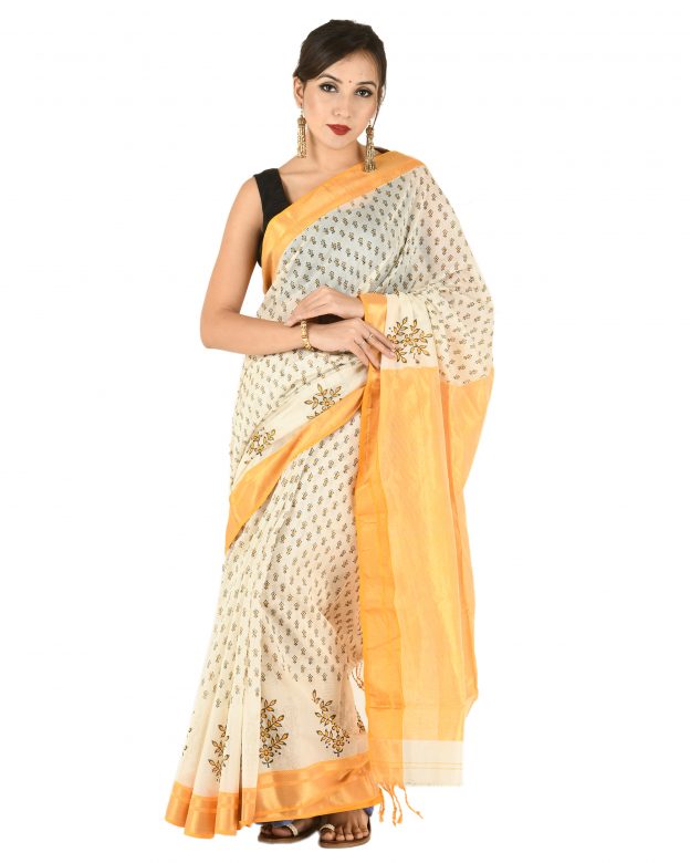 Handmade Multicolor Half Chatayi Kel Border Maheshwari Cotton Saree