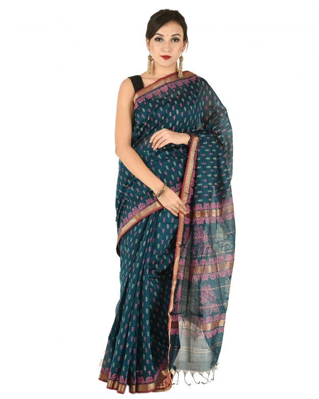 Maheshwari Cotton Multicolor Free Size Saree
