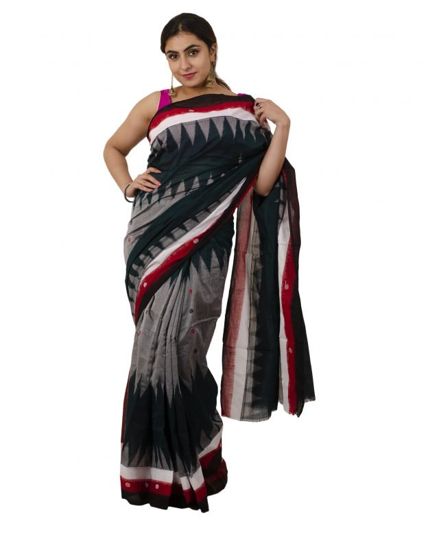 Pure Cotton Plain Black Tribal Traditional Party Wear Saree