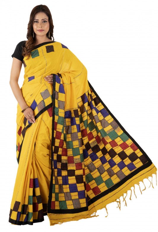 Cotton Khes with Kantha Patch Work Saree