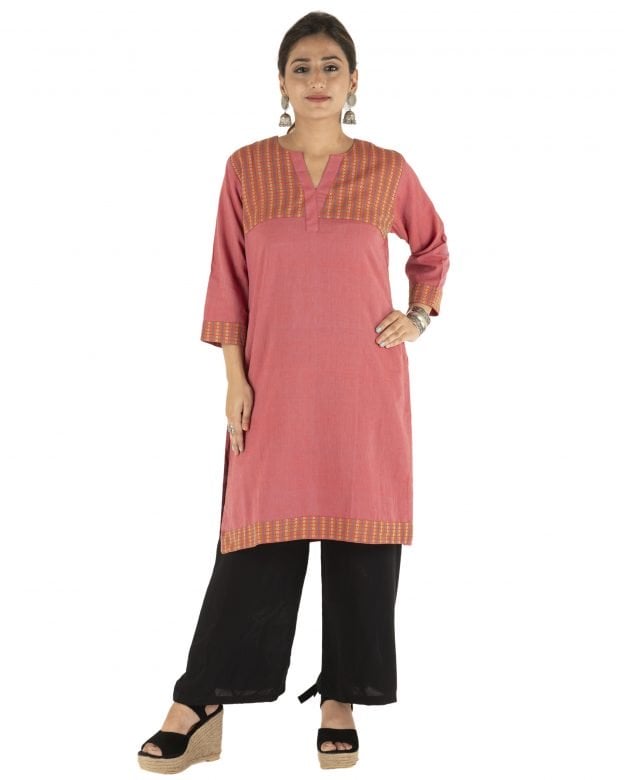 Handwoven Cotton Regular Fit Casual Kurti - L