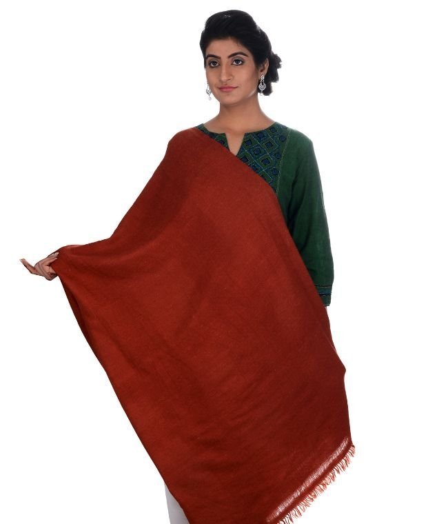 Handwoven Angora Wool Rust Brown Shawl For Women