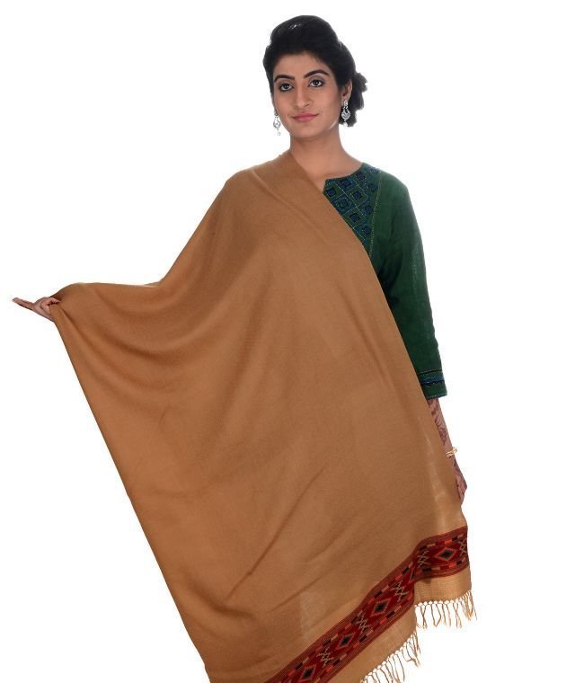 Handwoven Tan Shawl Chasam : HP