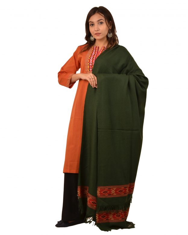 Womens Handwoven Woolen Mahendi Freesize Shawl