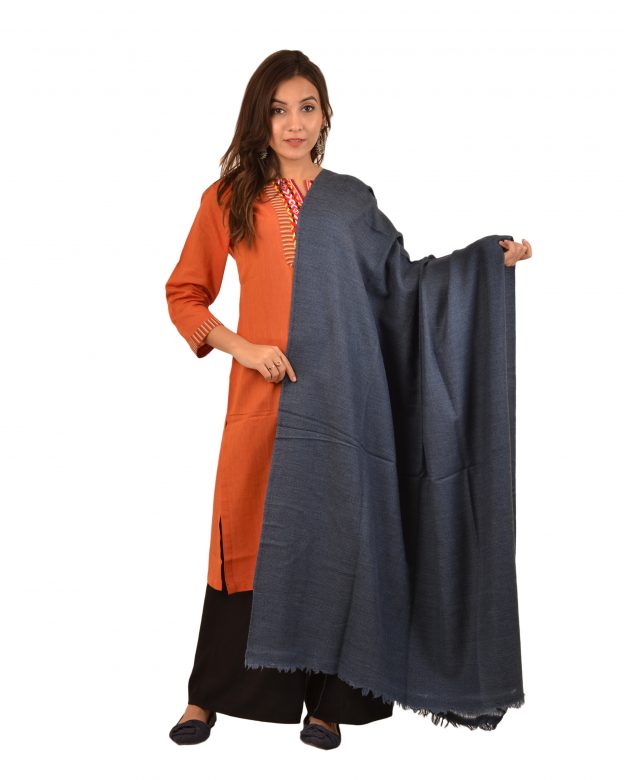Womens Handwoven Woolen Blue Freesize Shawl