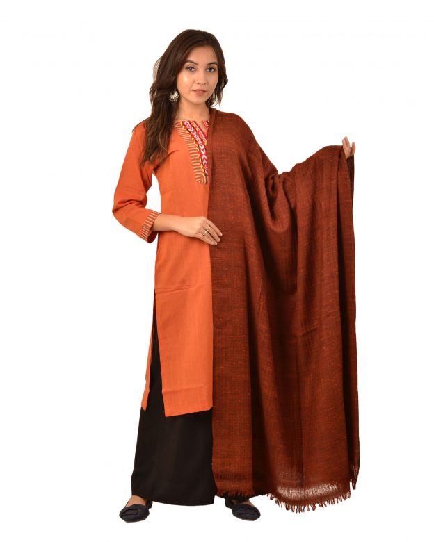 Womens Handwoven Woolen Brown Freesize Shawl