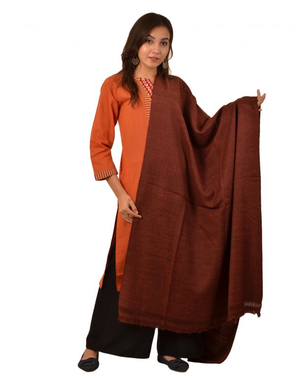 Womens Handwoven Woolen Brown Freesize Shawl