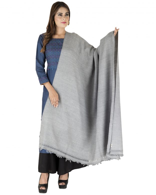 Handcrafted Angora Wool Slate Grey Plain Shawl