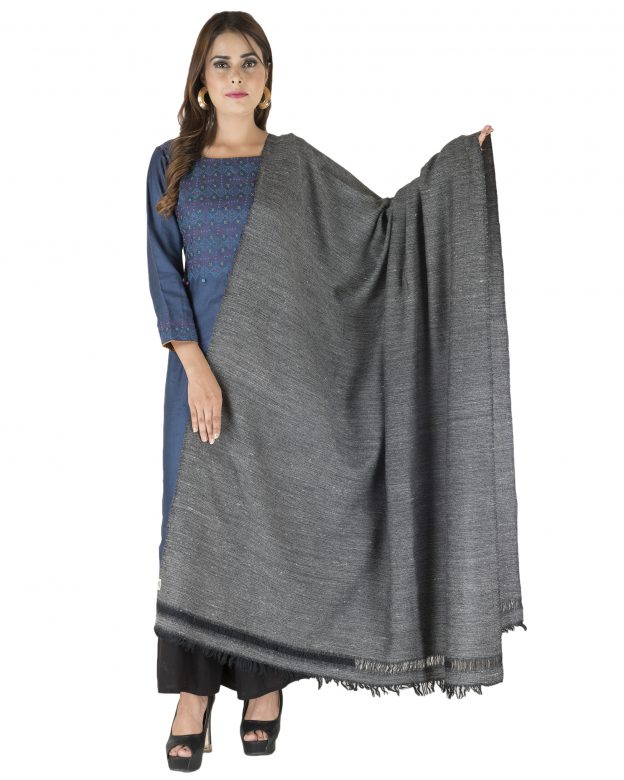 Handcrafted Angora Wool Grey Plain Shawl
