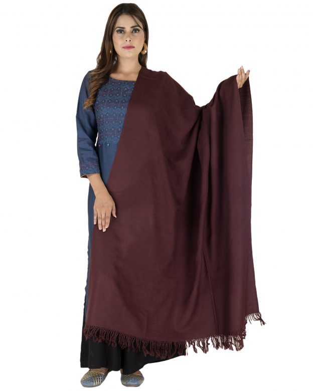 Pure Wool Maroon Plain Shawl