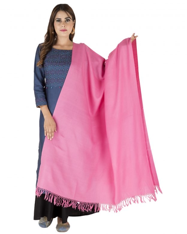 Pure Wool Pink Plain Shawl