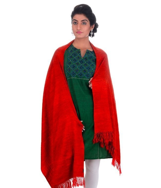 Handwoven Orange Stole Angora Plain : HP