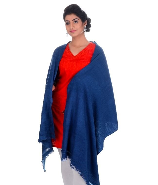Handwoven Blue Stole Angora Silk : HP