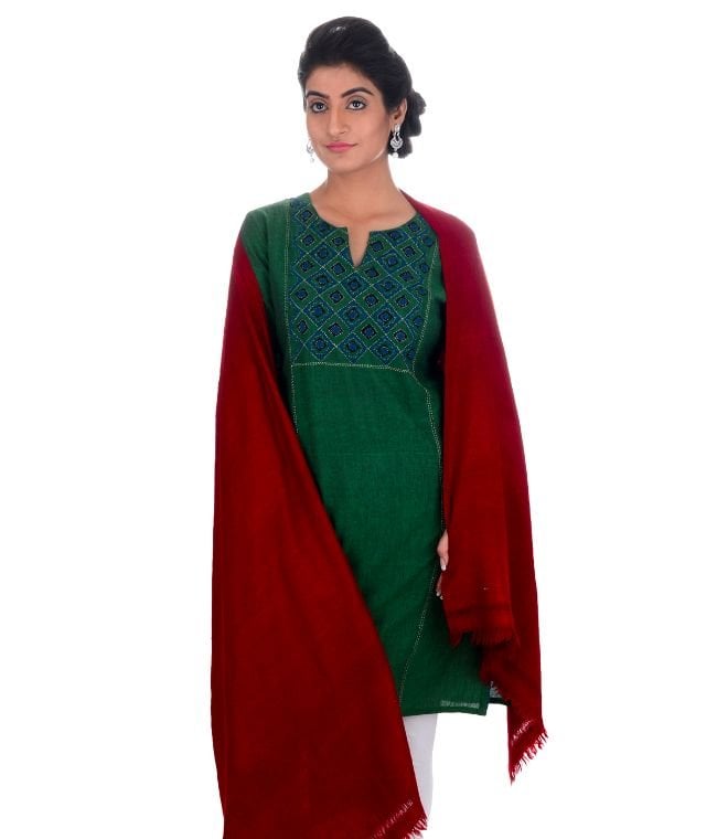 Handwoven Maroon Stole Angora Silk : HP