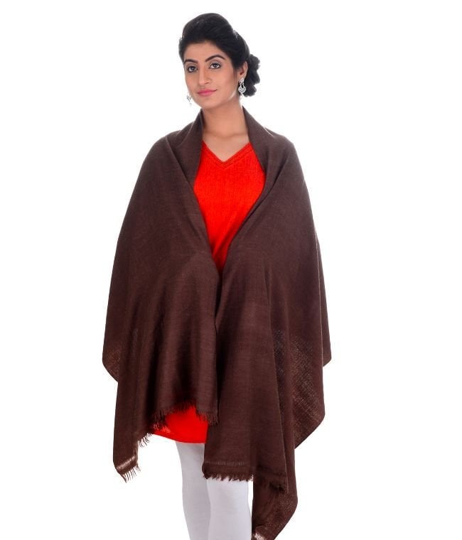 Handwoven Brown Stole Angora Silk : HP