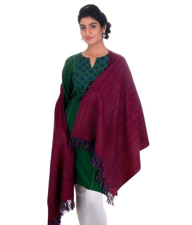 Handwoven Multi-Color Stole Pure Wool : HP
