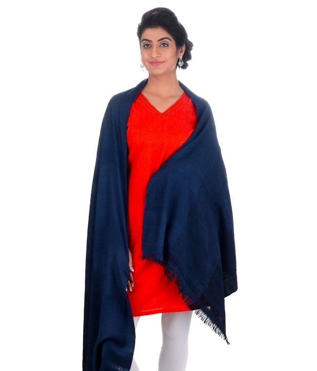 Handwoven Blue Stole Silk+Angora Dari : HP