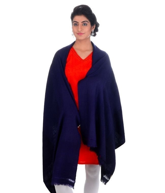 Handwoven Blue Stole Silk & Angora