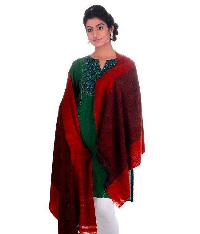 Handwoven Orange Stole Silk+Angora Dari : HP