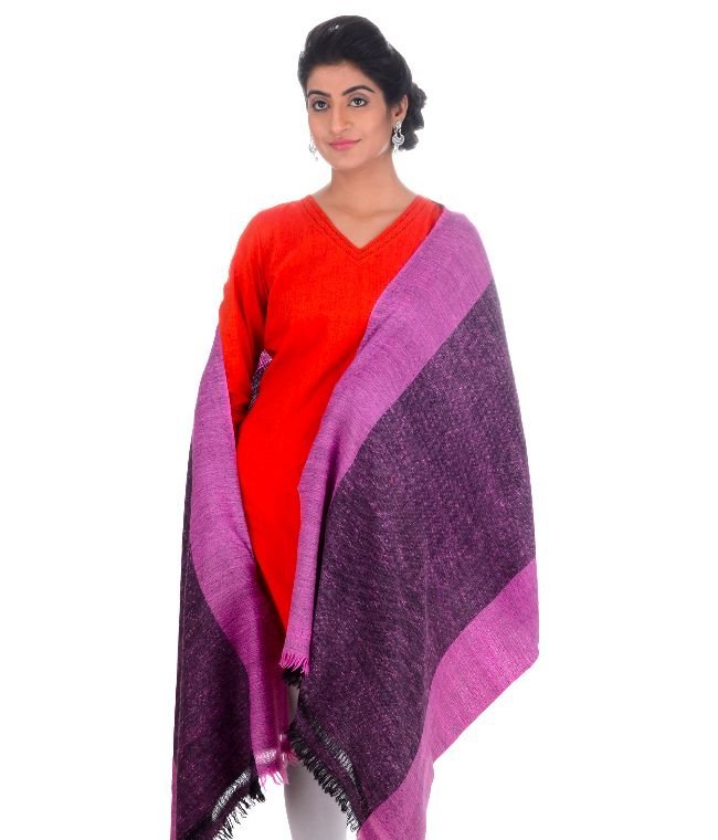 Handwoven Pink Stole Silk+Angora Dari : HP